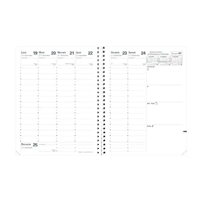 Agenda semainier 2026 Quo Vadis président S impala spiralé - noir - 21x27cm - 1 semaine sur 2 pages - Agendas-Répertoires-1