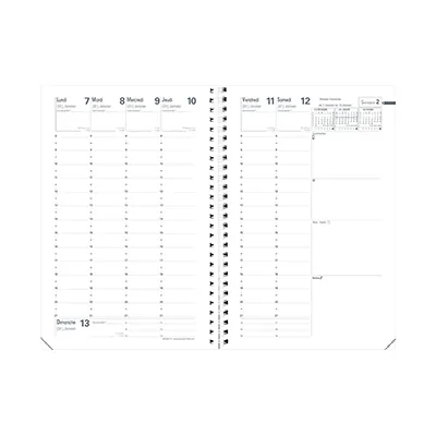 Agenda semainier 2026 Quo Vadis ministre S impala spiralé - noir - 16x24cm - 1 semaine sur 2 pages - Agendas-Répertoires-1