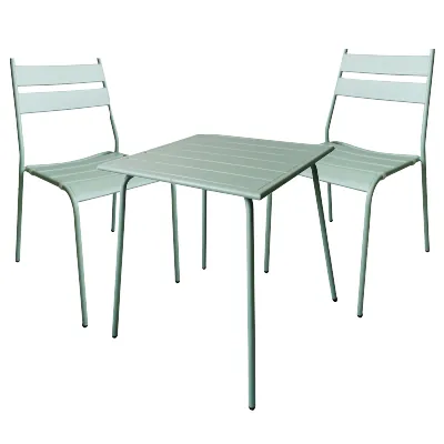 Lot 1 table + 4 chaises en métal - vert menthe - Tables
