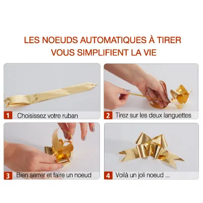 Noeud à tirer or effet miroir ø 8cm L 19mm - boîte de 100 - Étoiles adhésives, Noeuds à tirer-1