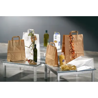 Sacs cabas kraft  - Sacs kraft couleur poignées plates-1