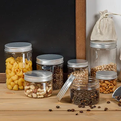 Pot à vis PET transparent avec couvercle aluminium 150 ml, paquet de 6 - Bouteilles et pots cylindriques-3