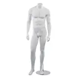 Mannequin homme, sans tête, bras le long du corps H 170 cm Fibre de verre - Blanc  