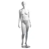 Mannequin femme, cheveux sculptés, bras long du corps H 178 cm Fibre de verre - Blanc