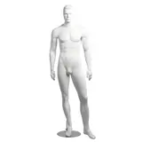Mannequin homme, cheveux sculptés, bras le long du corps H 186 cm Fibre de verre - Blanc 
