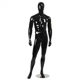Mannequin homme, finition laquée, bras le long du corps H 186 cm Fibre de verre - Noir