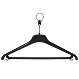 Cintre antivol noir plastique avec barre et crochets 42 cm - Cintre professionnel - Lot de 50