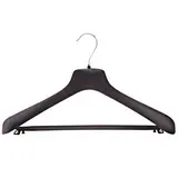 Cintre noir plastique épaules larges avec barre et crochets 42 cm - Lot de 5