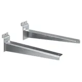 Console pour tablette bois ou verre en métal chromé pour panneau rainuré L 30 cm - Gris - La paire