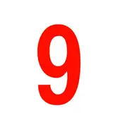Chiffre autocollant Rouge « 9 » H 90 mm Pickup Mono Nobel