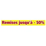 Affiche promo Remises jusqu'à -50% 165 x 20 cm jaune / rouge