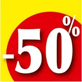Affiche Promo -50% 80 x 80 cm rouge / jaune / blanc