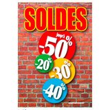 Affiche Soldes -20%, -30%, -40%, jusqu'à  -50%, 120 x 170 cm