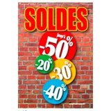 Affiche Soldes -20% jusqu'à  -50% 120 x 170 cm fond brique