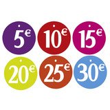 Étiquettes carton à trou prix ronds