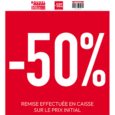 Affiche promo -50% rouge/blanc 38 x 42 cm - Affiche Soldes