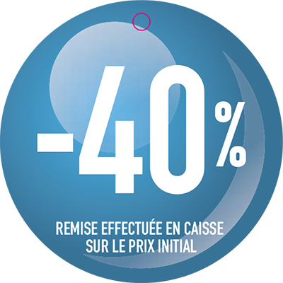 Etiquette ronde -40% ø 50 mm avec trou - Etiquette Soldes - Paquet de 100