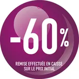 Etiquette ronde -60% ø 50 mm avec trou - Etiquette Soldes - Paquet de 100