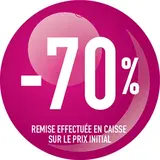 Etiquette ronde -70% ø 50 mm avec trou - Etiquette Soldes - Paquet de 100