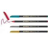 Lot 4 Feutres métalliques or / argent / rouge / bleu, pointe ogive 1 à 3 mm. 