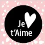 Affiche verticale St Valentin Je t'aime 40 x 40 cm rose / noir - Affiche vitrine