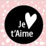 Affiche verticale St Valentin Je t'aime 40 x 40 cm rose / noir - Affiche vitrine