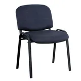 Chaise de réunion - Chaise visiteur - coque PVC tissu gris anthracite pieds noirs