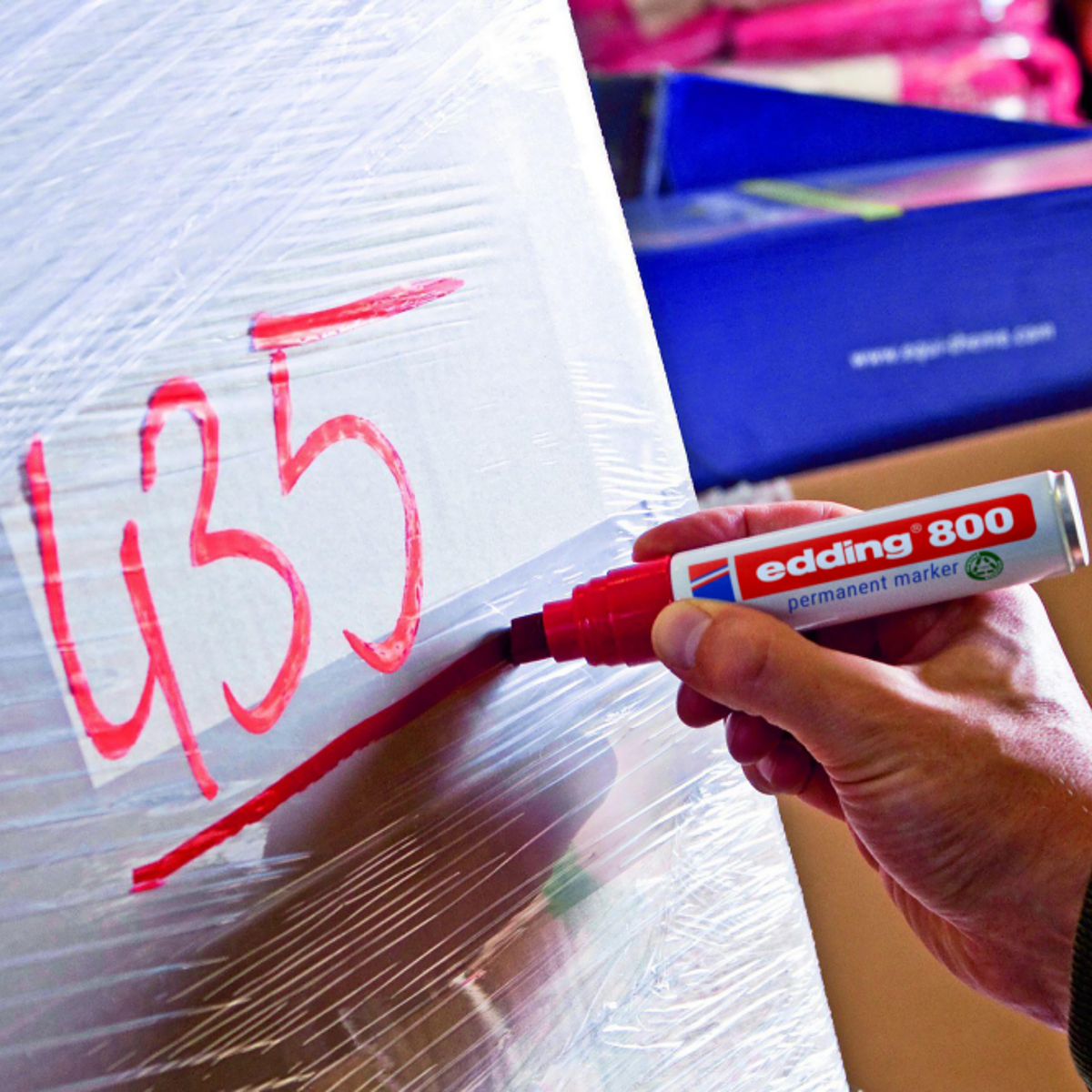 Marqueur indélébile E800 rouge pointe biseautée 4 à 12 mm