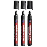 Marqueur indélébile Edding 330 pointe biseautée 1 à 5 mm - Marqueur permanent - Noir - Lot de 3