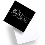Bon cadeau noir 12 x 12 cm avec enveloppe et coupon détachable - Paquet de 12