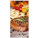 Sticker alimentaire Menu Steak Frites 25 x 12,5 cm - Autocollant fast food - Autocollant steak frites