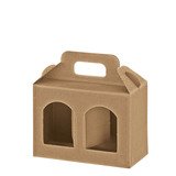 Valisette carton 2 pots kraft ondulé 17 x 8 x 12 cm - Paquet de 10