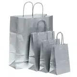 Sac kraft argent à poignées torsadées 18+8x24cm 100g/m² (x50)