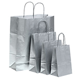 Sac kraft argent à poignées torsadées 22+10x29cm 100g/m² (x50) - Sacs kraft unis, poignées torsadées