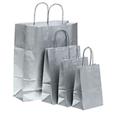 Sac kraft argent à poignées torsadées 36+12x41cm 100g/m² (x50) - Sacs kraft unis, poignées torsadées