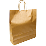 Sac kraft or à poignées torsadées 36+12x41cm 100g/m² (x50) - Sacs kraft unis, poignées torsadées