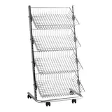 Présentoir 4 paniers inclinables sur roulettes 66 x 52 x 120 cm fil métal - Présentoir magasin