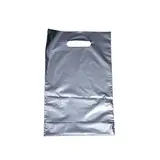 Sac plastique poignées découpées renforcées PEBD 55µ 25 x 38 x 4 cm - Argent - Lot de 100