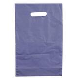Sac plastique PEBD bleu métal poignées découpées 25+4x38cm 55µ – Paquet de 100