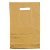 Sac plastique PEBD or poignées découpées 25+4x38cm 55µ – Paquet de 100