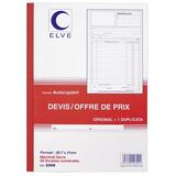 Cahier de devis Elve Manifold A4 210 x 297 mm 50 pages autocopiantes 2 exemplaires