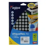 Pastille adhésive permanente Noire ø 15 mm Agipa - Pastille de signalisation - Étui de 960