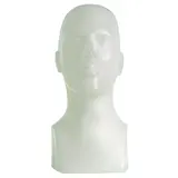 Tête mannequin homme plastique H 40 cm - Tête pour perruque, chapeau - Blanc