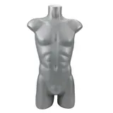 Buste homme plastique H 87 cm - Torse homme plastique - Gris
