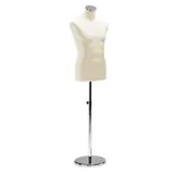 Mannequin couture homme - buste couture homme, taille 44, pied métal chromé rond, beige