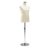 Mannequin couture homme - buste couture homme, taille 44, pied métal chromé rond, beige