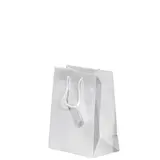 Sac pelliculé blanc brillant poignées cordelette 11,1 x 6,2 x 13,7 cm 157g – Paquet de 20