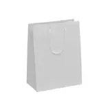 Sac pelliculé blanc brillant poignées cordelette 17,8 x 9,8 x 22,9 cm 157g – Paquet de 20