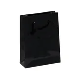 Sac pelliculé noir brillant poignées cordelette 8,1 + 3,3 x 10,8 cm - Paquet de 20