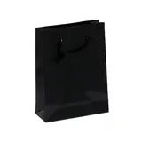 Sac pelliculé noir brillant poignées cordelette 8,1 + 3,3 x 10,8 cm - Paquet de 20